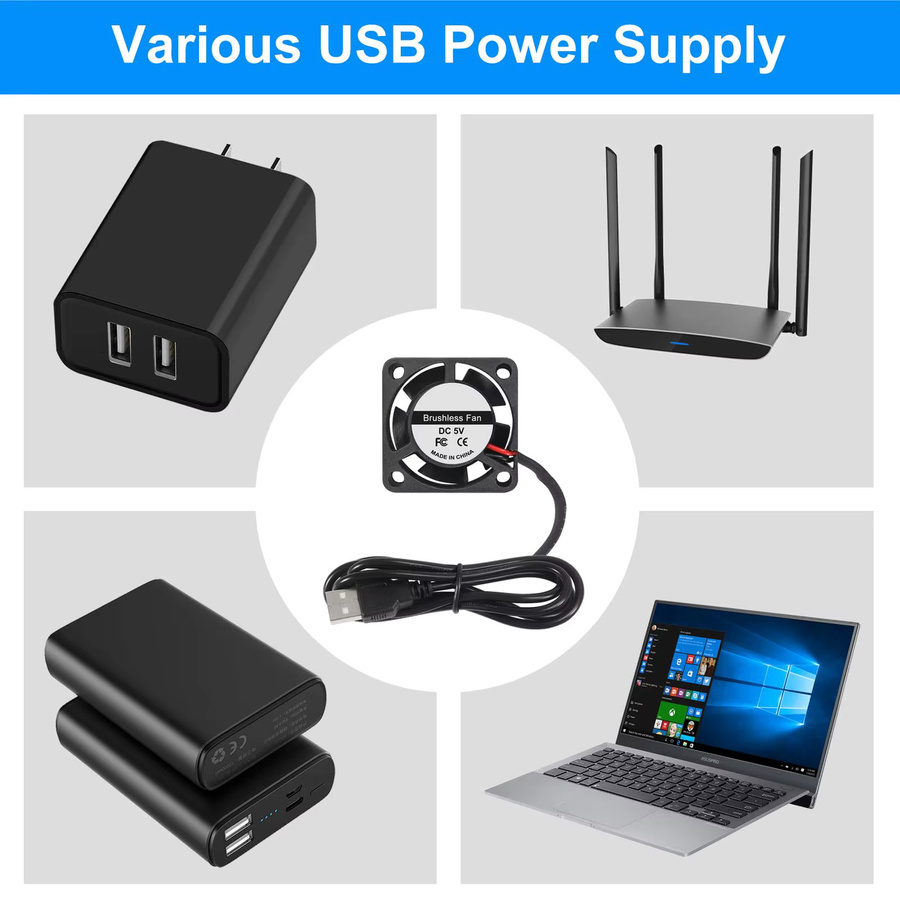 Aokin USB Bürstenloser Lüfter 2510 DC 5V für 3D-Drucker und Mikro-Kühlung, Schwarz, B: 25 mm, H: 10 mm - Bild 5