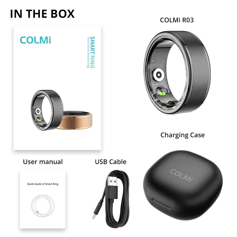 COLMI R03 Smart Ring Ladegehäuse für Männer und Frauen in Schwarz mit Gesundheitsmonitor und IP68 sowie 5ATM Wasserdichtigkeit - Bild 5