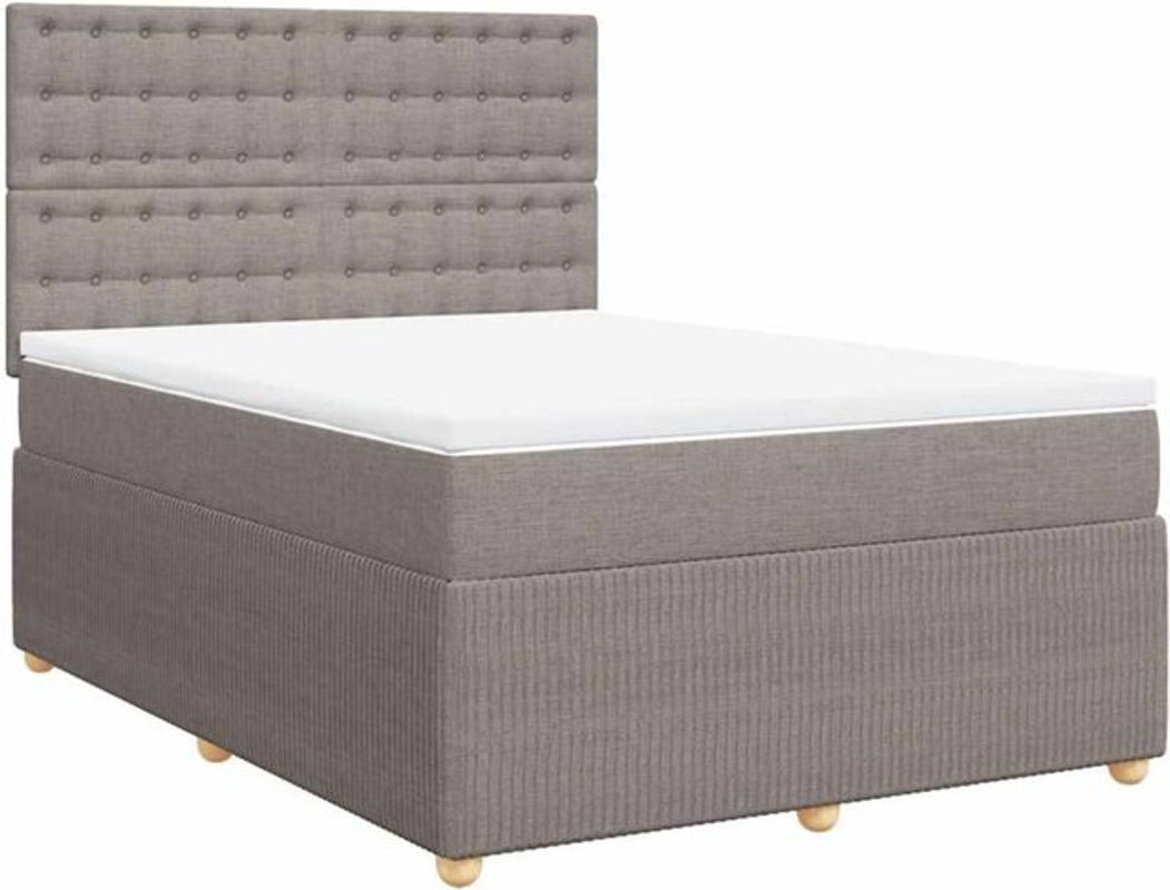 vidaxl Boxspringbett mit Matratze in Taupe meliert, Modernes Design aus Stoff und Holz, B/T: 160 x 200 cm - Bild 1
