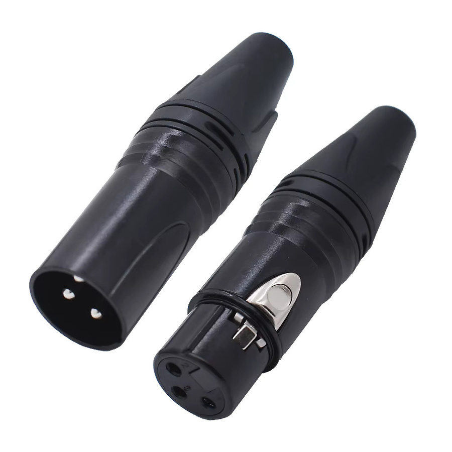 FRHY 2er Set Professionelle 3-Pin XLR Audio Anschlüsse und Jack Adapter in Schwarz für Studio, Live Sound und Broadcasting - Bild 2