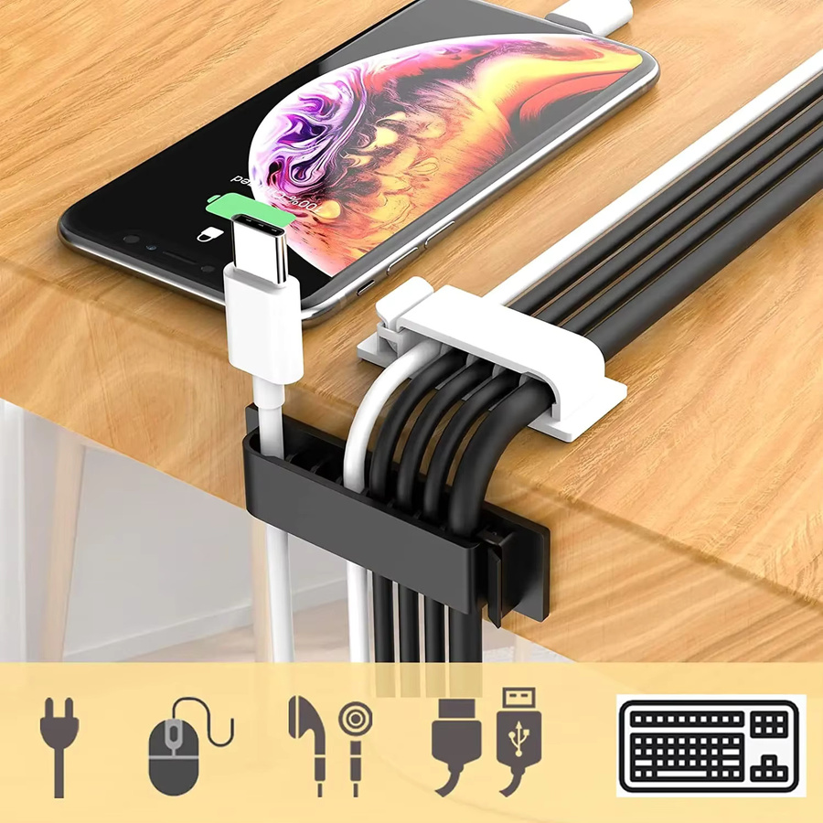Selbstklebende Kabelmanagement-Clips in Weiß für Ethernet-LAN-Kabel, Kabel-Organizer und Drahtklemmen für Auto, TV, PC und Heimbüro - Bild 1