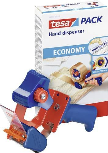 tesapack Handabroller 6300 Economy von tesa in Blau und Rot für Rollenbreite bis 50 mm mit manuell verstellbarer Rollenbremse und wendbarem Messer - Bild 1