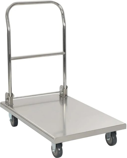 vidaXL Plattformwagen aus Edelstahl in Silber B/T/H: 82 x 53 x 86 cm - Bild 1