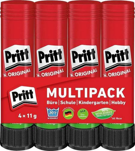 Pritt Klebestift für Schule und Basteln, 4er Pack, 11 g pro Stück - Bild 1