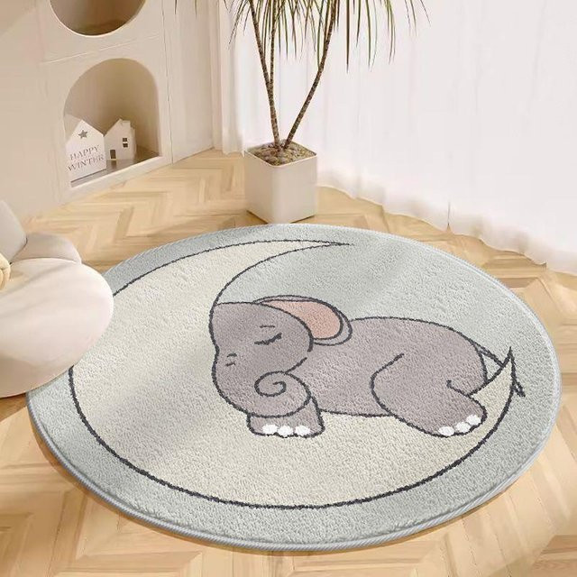 Runder Plüschteppich von Yiran Furniture in Cartoon-Design, waschbare Schallschutzmatte aus Imitatkashmir für Wohnzimmer, Kinderzimmer oder Schlafzimmer, Durchmesser: 120 cm - Bild 1