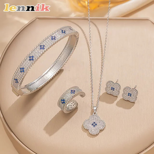 LENNIK Schmuckset, Edelstahl, Gold, Zirkonia - Bild 1