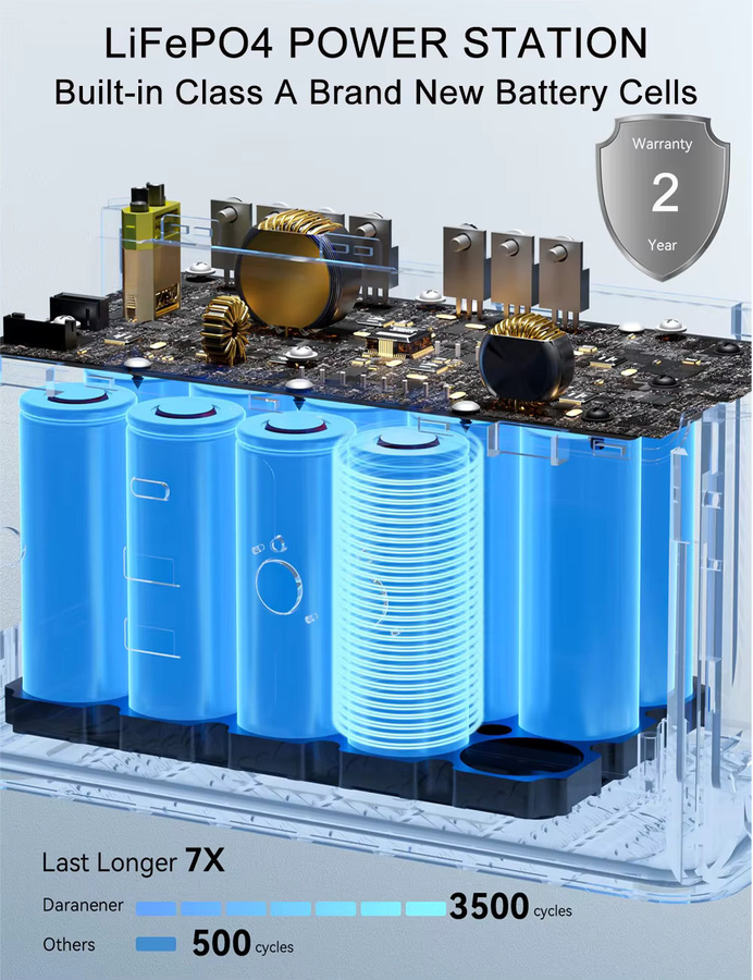 jsdsolar Tragbarer Solarstromgenerator mit LED-Licht für Zuhause und Outdoor, 300W/500W Notfall-Solar-Powerbank mit 110V/220V Anschluss - Bild 2