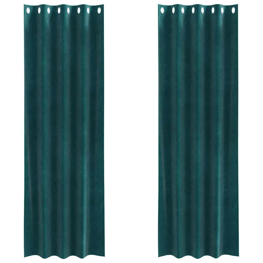 vidaXL Vorhänge aus Samt in Dunkelgrün, 2er-Set, Verdunkelungsvorhänge, Breite: 140 cm, Höhe: 225 cm - Bild 2
