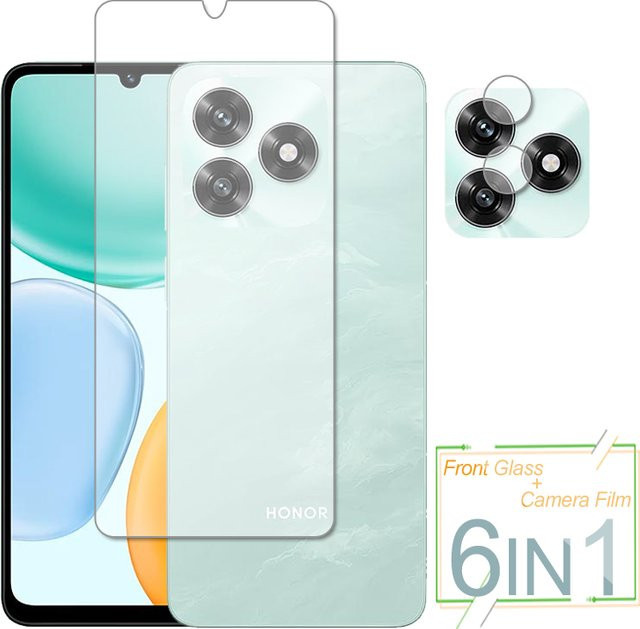 Honor X5c Plus Schutzfolie aus gehärtetem Glas für Display und Kameraobjektiv, transparent - Bild 1