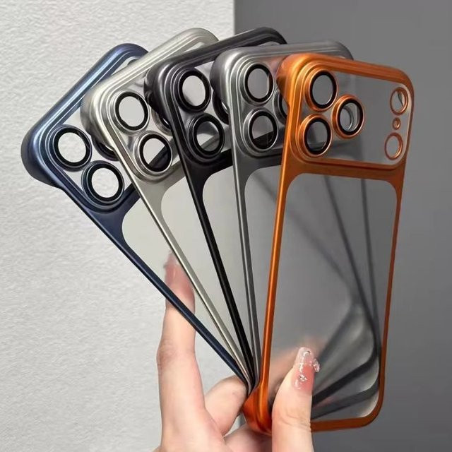 Ultradünne AG-Matte-Hülle für iPhone 17 bis iPhone 11 Pro Max Plus, rahmenlose transparente Schutzhülle aus glänzendem PC in Orange - Bild 1