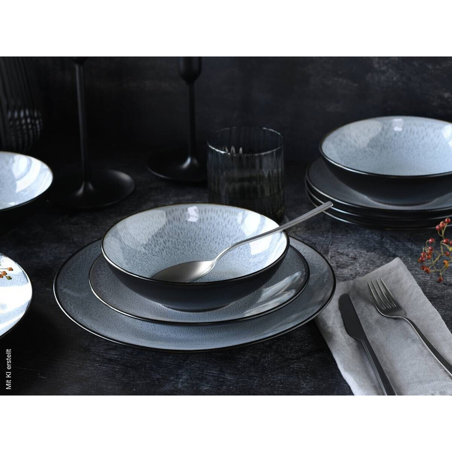 CreaTable Tafelservice Malmö aus Steinzeug, 18-teilig, grau und weiß - Bild 2