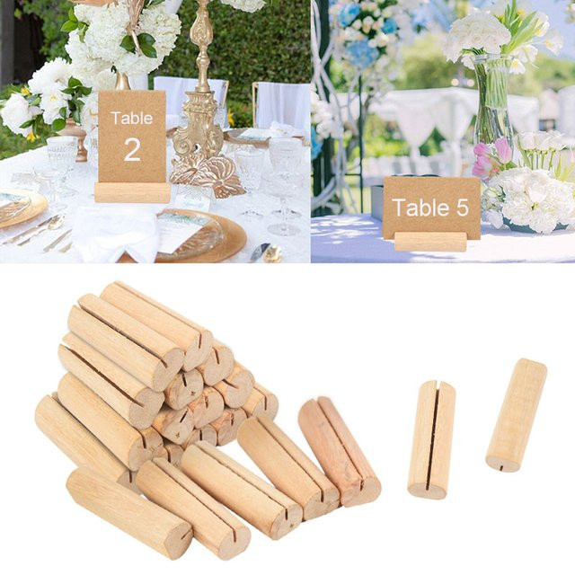 ZQNYCY Rustikale Holz Tischkartenhalter und Foto-Clips in Braun für Hochzeit, Geburtstag und Party - Bild 1