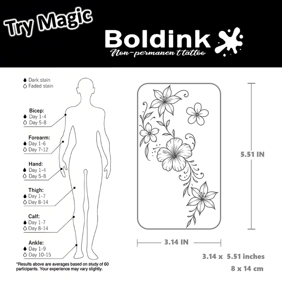 BOLDINK Forest Floral Tattoo Sticker, Unisex, wasserfest - Bild 3
