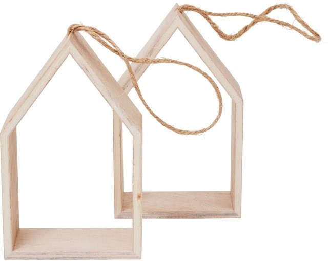 VBS Anhänger Haus aus Holz in Beige mit Juteband - Bild 1