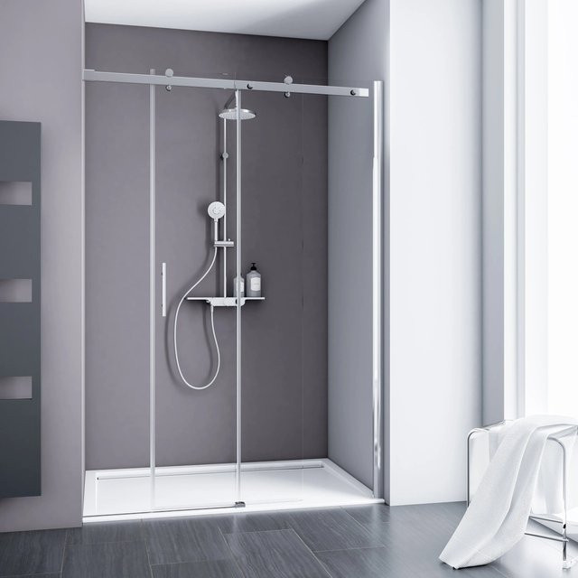 Schulte Gleittür Alexa Style 2.0 für Nische aus Echtglas in Klar Transparent B: 140 cm, H: 200 cm - Bild 1
