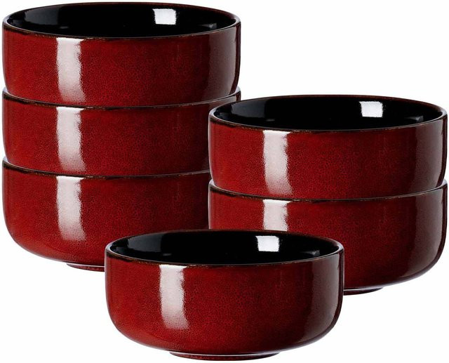 Ritzenhoff & Breker Müslischalen Gambia Keramik Rot 6er Set Durchmesser: 14,5 cm - Bild 1