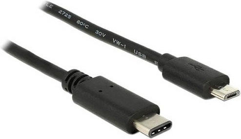 Delock USB 2.0 Datenkabel mit USB-C und Micro-USB Stecker, Schwarz, 0,50 m - Bild 1