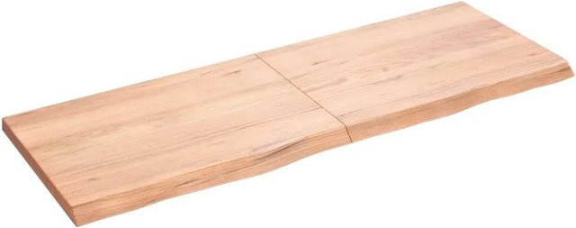 vidaXL Waschtischplatte aus Eichenholz in Braun, lackiert, B: 140 cm, T: 50 cm, H: 4 cm - Bild 1