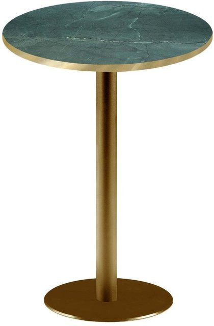 RestooTab Stehtisch Rome rund in Dunkelgrün Marmoriert mit Goldmetallic und Messingfarben, Höhe: 113 cm, Durchmesser: 60 cm - Bild 1