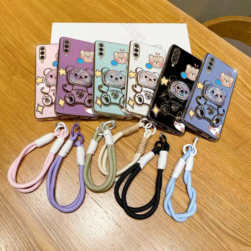 Bunte Handyhülle mit niedlichen Bären und Armband für Huawei P30 P20 P40 P50 P60 Lite Pro Y6P Y7 als Schutzhülle mit Standfunktion in Mehrfarbig - Bild 3