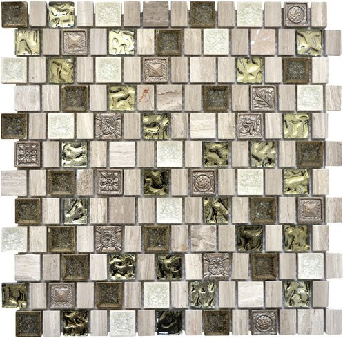 HuH Mosaik Mosaikfliese Dream Wandbelag in Grau mit Steinoptik und Glanz-Effekt, B: 30,4 cm, L: 29,8 cm - Bild 1