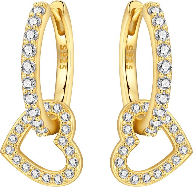 PANPOKI Tropfenohrringe, 925 Silber, Gold, Zirkonia, Damen - Bild 1
