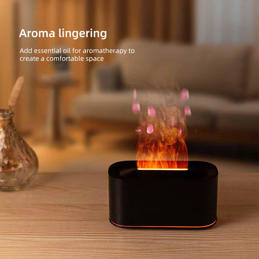 HAOYUNMA Aroma-Diffusor mit Flammen- und Farbwechsel-LED-Licht, Kaltnebel-Luftbefeuchter mit 220 ml Volumen, Typ-C Anschluss, Weiß oder Schwarz - Bild 2