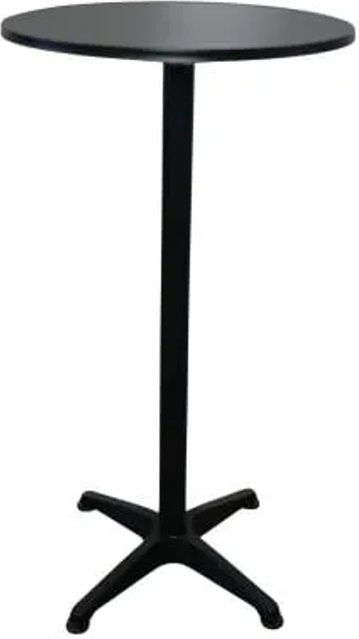 Chefgastro Höhenverstellbarer Stehtisch Rund mit Hussen, Klappbarer Bistrotisch aus Aluminium und MDF-Platte mit Edelstahlbeschichtung, Schwarz, Höhe: 75-115 cm, Durchmesser: 60 cm - Bild 1