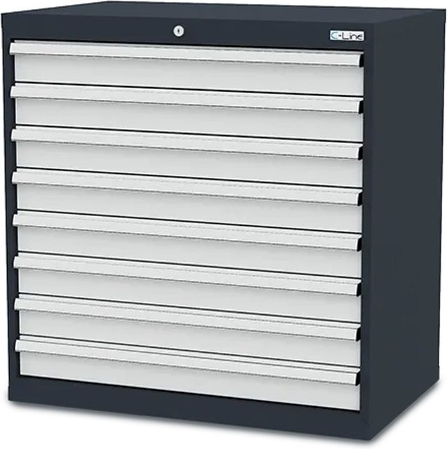 Simplaflex Schubladenschrank mit 8 Schubladen aus Stahlblech, grau/anthrazit, B/T/H: 90 x 57,5 x 92 cm - Bild 1