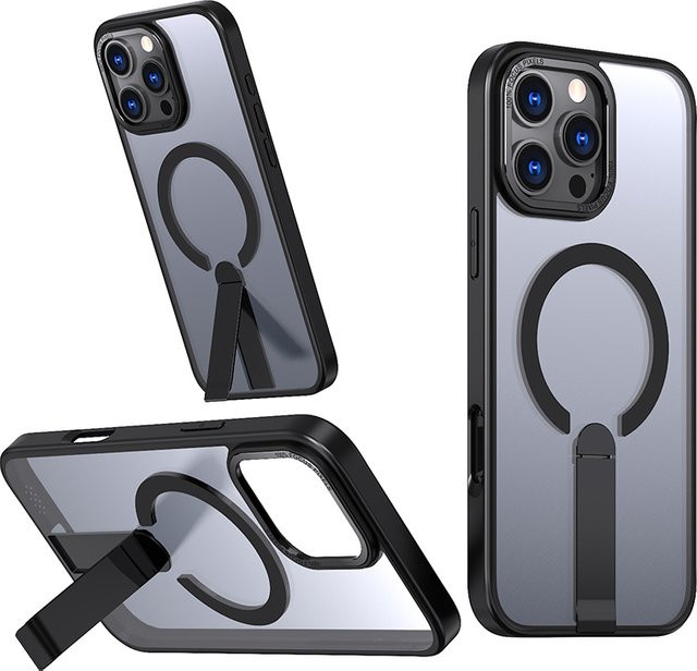 RUWANHU MagSafe Magnetische Drahtlose Lade Schutzhülle für iPhone 16 15 14 13 12 11 Pro Max mit Metall Stoßstange aus hartem PC in Schwarz - Bild 1