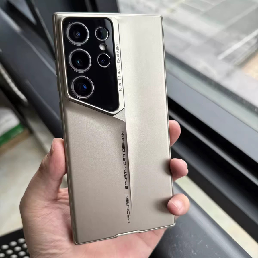 Matte Ultra-Dünne Blade Mecha Schutzhülle mit Linsenschutz für Samsung S26 Ultra S25 Ultra S24 Ultra S23 Ultra S22 Ultra und S24 FE Plus, Stoßfeste PC Hartschale, Grau/Gold - Bild 3