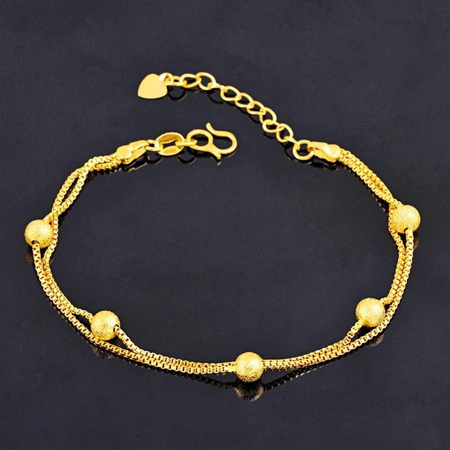 Armband Messing vergoldet, Perle, Gold, Damen - Bild 1