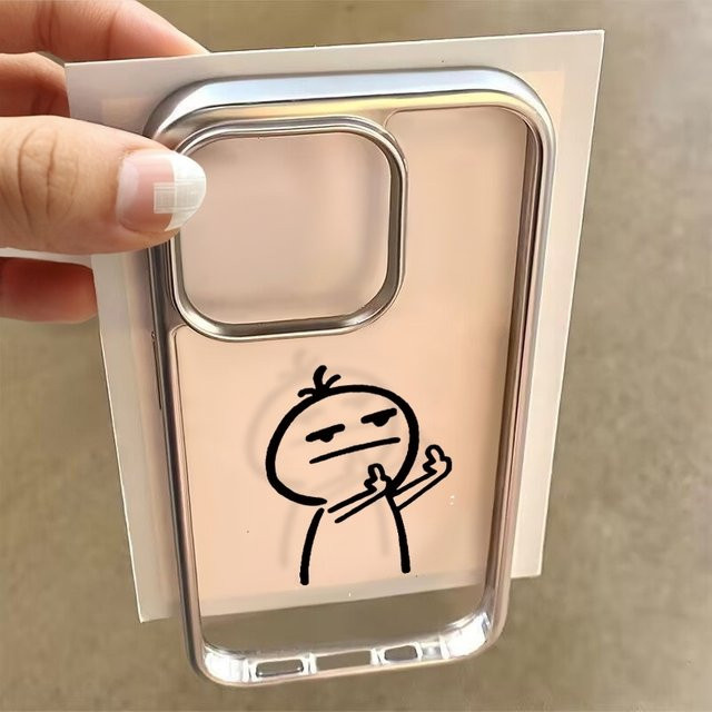 Transparente Handyhülle mit Stick-Figur Motiv für iPhone 11 bis iPhone 17 Pro Max Plus und weitere Modelle - Bild 1