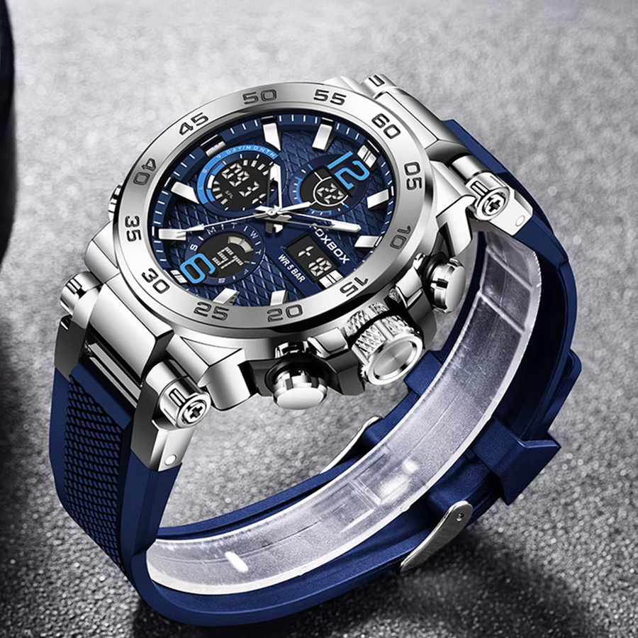 FOXBOX Armbanduhr, Digitaluhr, Blau, Silikon, Herren - Bild 2