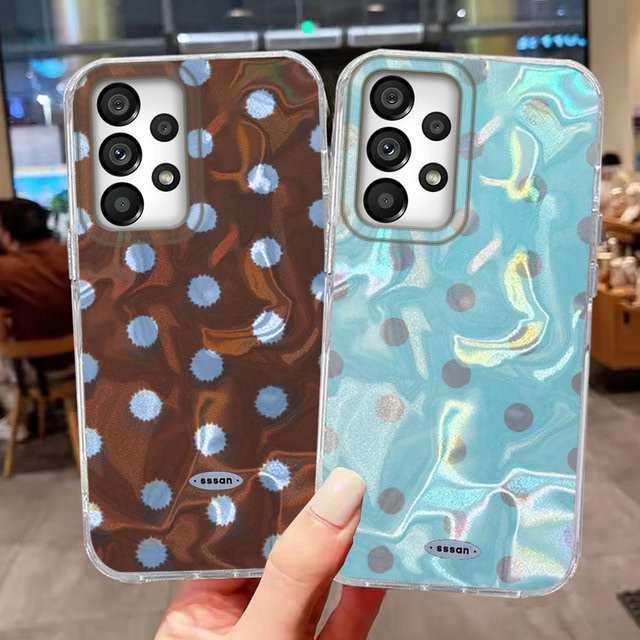 Samsung Handyhülle mit Polka Dots Design in Braun und Rosa für verschiedene Galaxy Modelle - Bild 1