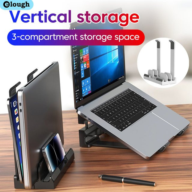 Verstellbarer und faltbarer Laptop-Ständer von elough als Notebook-Halter für MacBook, Tablet und Telefon in Schwarz oder Weiß - Bild 1