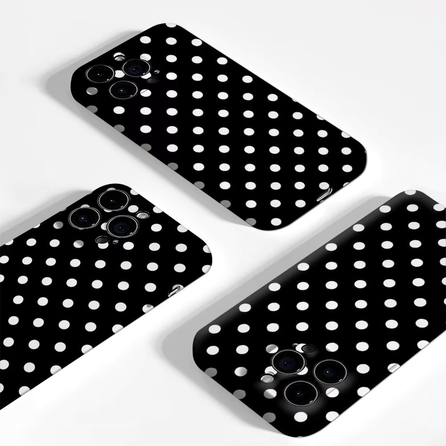 Luxuriöse iPhone Schutzhülle mit schwarz-weißem Polka Dot Muster in Doppelschicht-Bauweise für iPhone 17 bis iPhone 7/8 Modelle - Bild 3