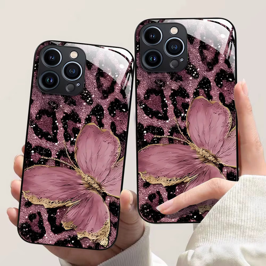 Handyhülle mit Leopardenmuster aus gehärtetem Glas für iPhone 17 Pro Max, 16, 15, 14, 13, 12 und 11 in Multicolour - Bild 4