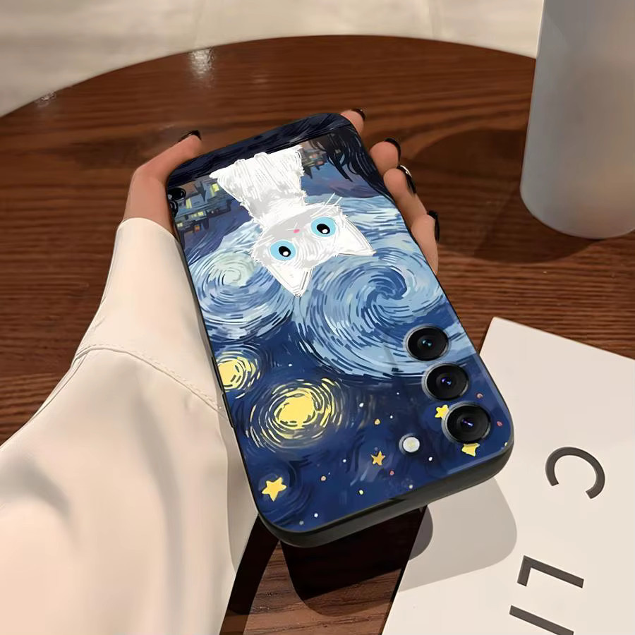 Weiche Handyhülle mit Katzen-Kunst-Design für Samsung Galaxy S20 S21 S23 S24 S25 S26 Ultra und weitere Modelle, Multicolour - Bild 2