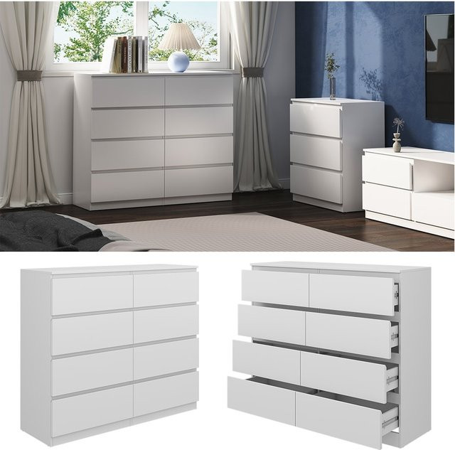 Vicco Kommode Calisto Sideboard in Weiß mit 8 Schubfächern B: 120 cm, H: 101,5 cm, T: 101,5 cm - Bild 1