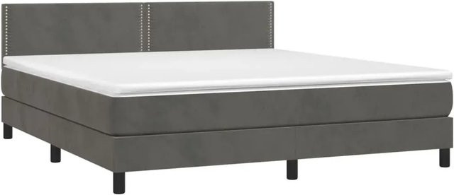 vidaXL Boxspringbett mit Matratze in Dunkelgrau aus Samt mit LED-Unterbettbeleuchtung und USB-Ladeanschluss, B/T/H: 160 x 200 x 78 cm - Bild 1