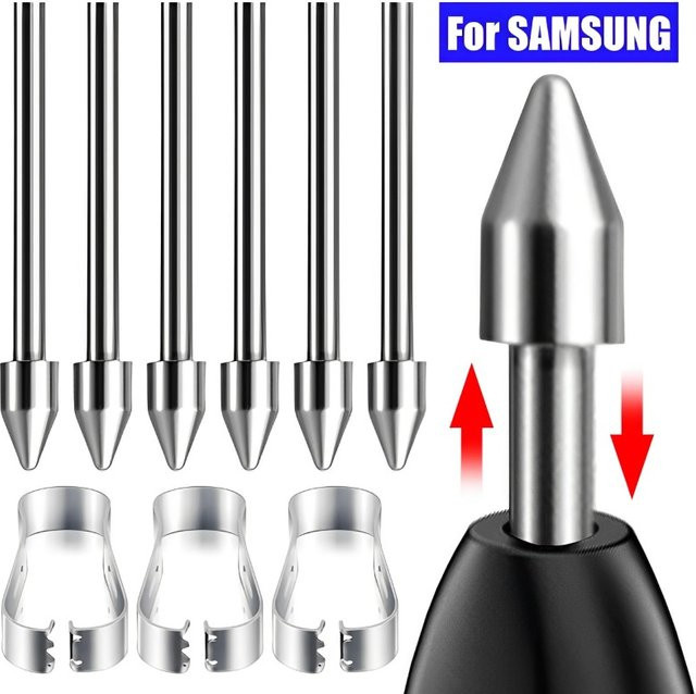 Samsung Ersatzspitzen für S-Pen Galaxy Tab S10 Ultra S9 FE NOTE10, Metall-Stylus-Feder in Silber, druckempfindlich - Bild 1