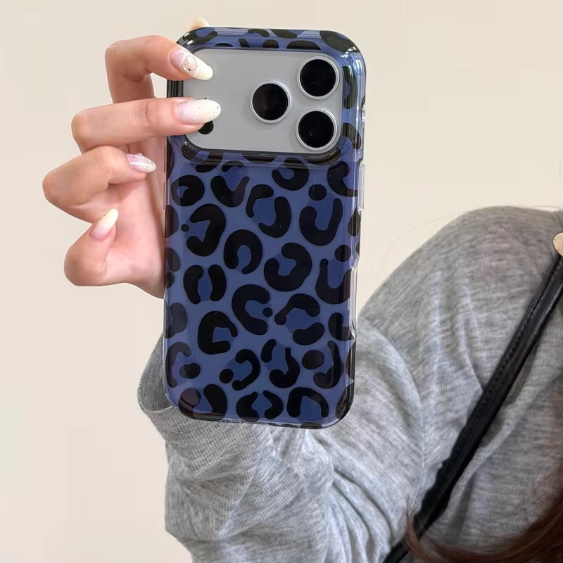 Potdemiel Handyhülle mit blauem Leopardenmuster für iPhone 15, iPhone 16 und iPhone 17 Pro Max, sturzsichere Schutzhülle im Cartoon-Design - Bild 5