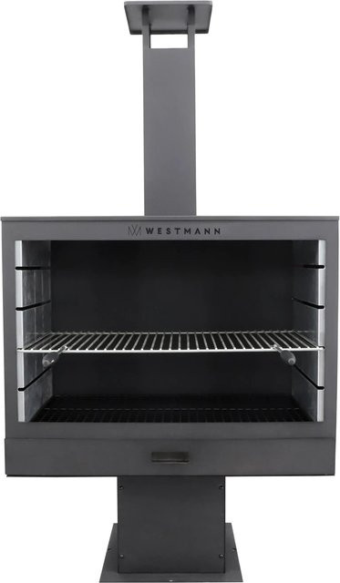 Westmann Grill- und Gartenkamin aus Metall in Schwarz, B/H/T: 90 x 160 x 41 cm - Bild 1