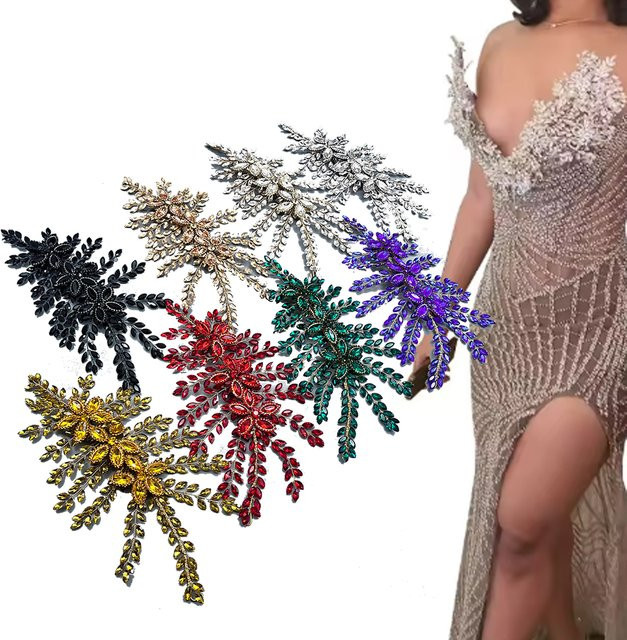 Diamant-Strass-Applikationen, Silber, Miederapplikation - Bild 1