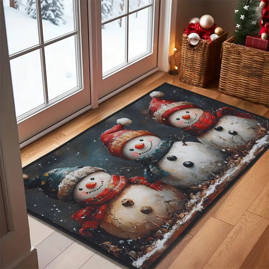 PATIMATE Weihnachtliche Schneemann Fußmatte für Outdoor und Zuhause, Wetterfest, Mehrfarbig - Bild 2