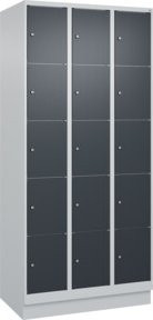 C+P Schließfachschrank Classic PLUS mit Sockel, 3 Abteile, Anthrazitgrau, B/T/H: 90 x 50 x 195 cm - Bild 1