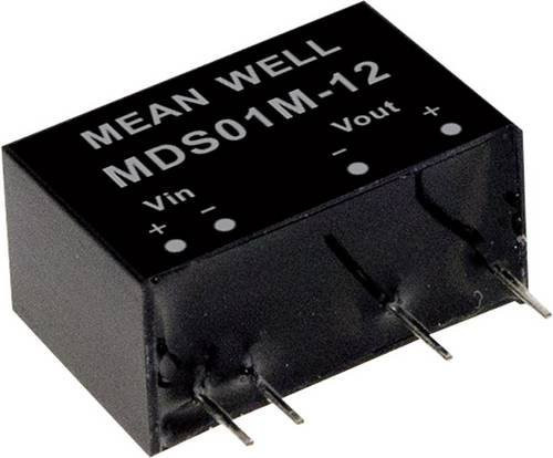 Mean Well MDS01N-15 DC/DC-Wandlermodul Schwarz, 1 Ausgang, 67mA, 1W - Bild 1