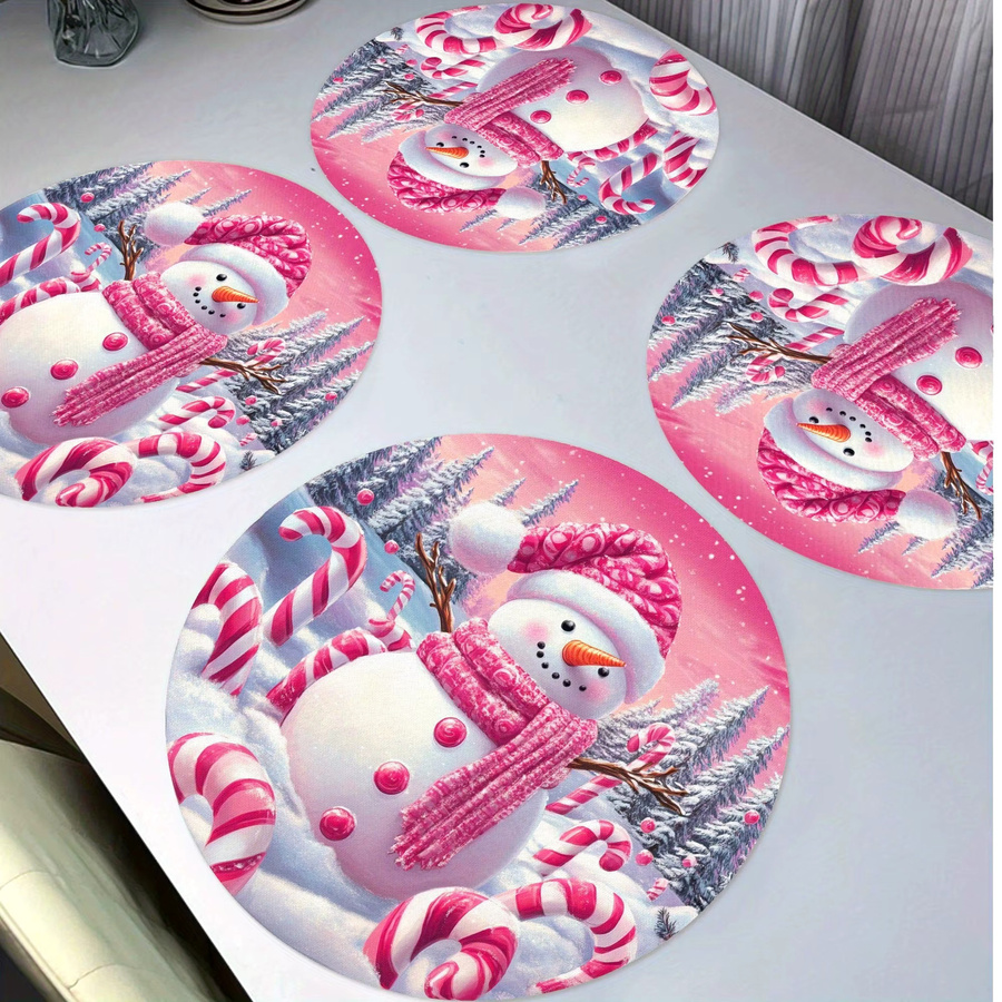 VIKAMA 4-teiliges Schneemann Tischset aus Zuckerrohr für Weihnachtsdekorationen - Bild 2