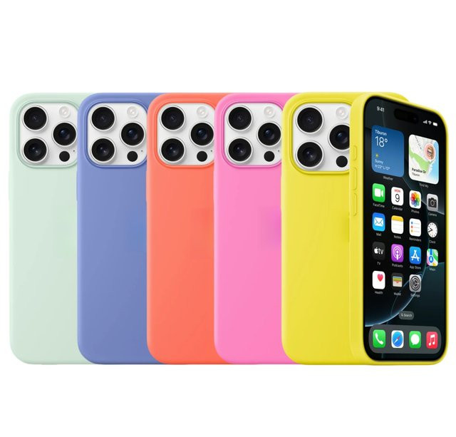 Apple Flüssigsilikon-Hülle für iPhone 16 und 16 Pro Max mit MagSafe und Kamerakontrolle in Pink und Multicolour - Bild 1